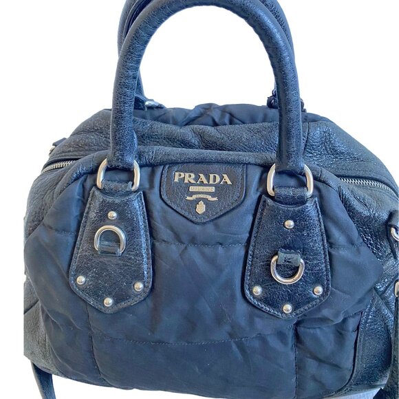 Authentic Prada Promenade Black Canvas & Leather Bag with Lock – Large - Picture 7 of 8